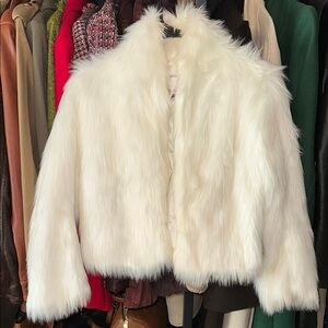BCBGeneration White Faux Fur Jacket